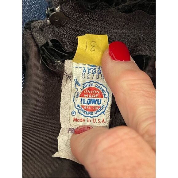 Vintage 1970's Women's Mint Velvet Layered Midi Dress Black Size 6 - Picture 3 of 4